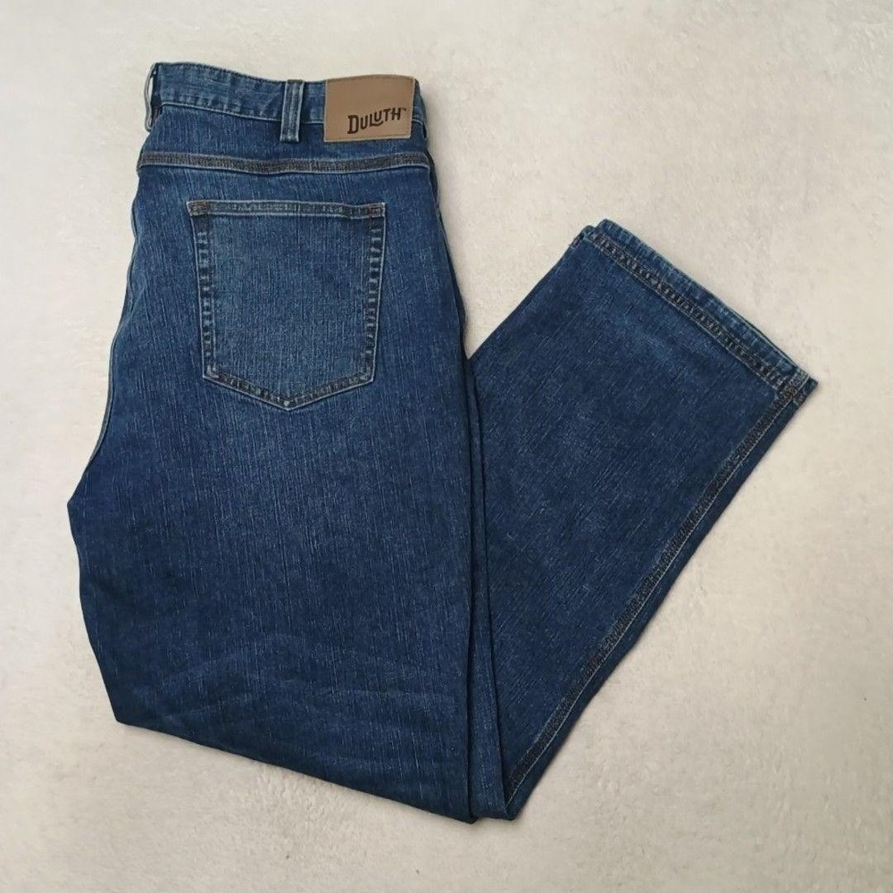 Duluth Jeans Mens 40x32 Blue Flex Ballroom Straight Relaxed Medium Wash Stretch